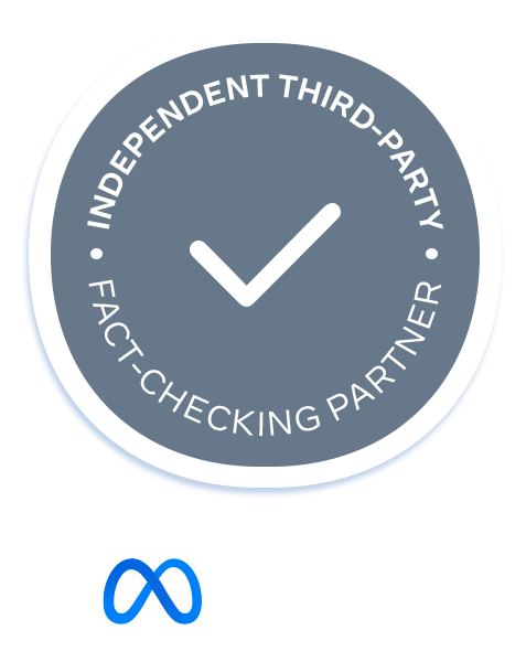Badge of independent third-party facth-checking partner of Facebook