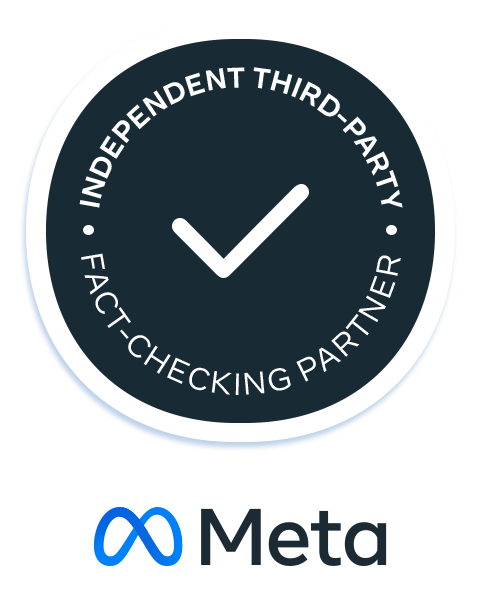 Badge of independent third-party facth-checking partner of Facebook